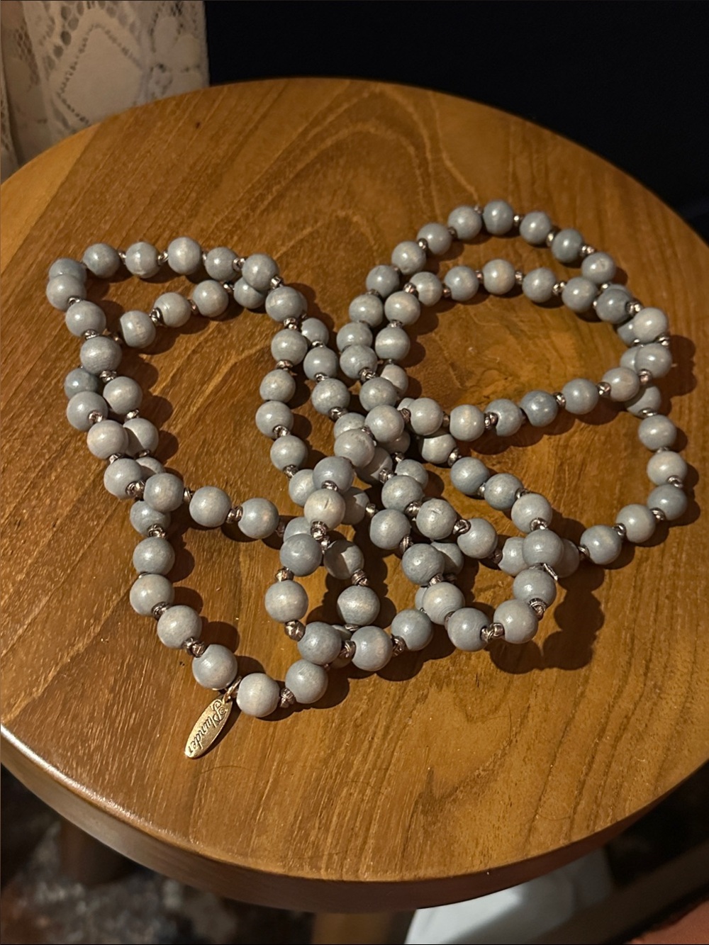 Plunder - gold and grey wooden beaded necklace